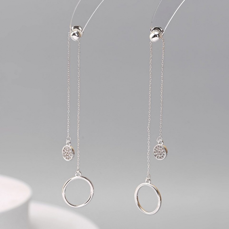 Circle Drop Earrings - Silver